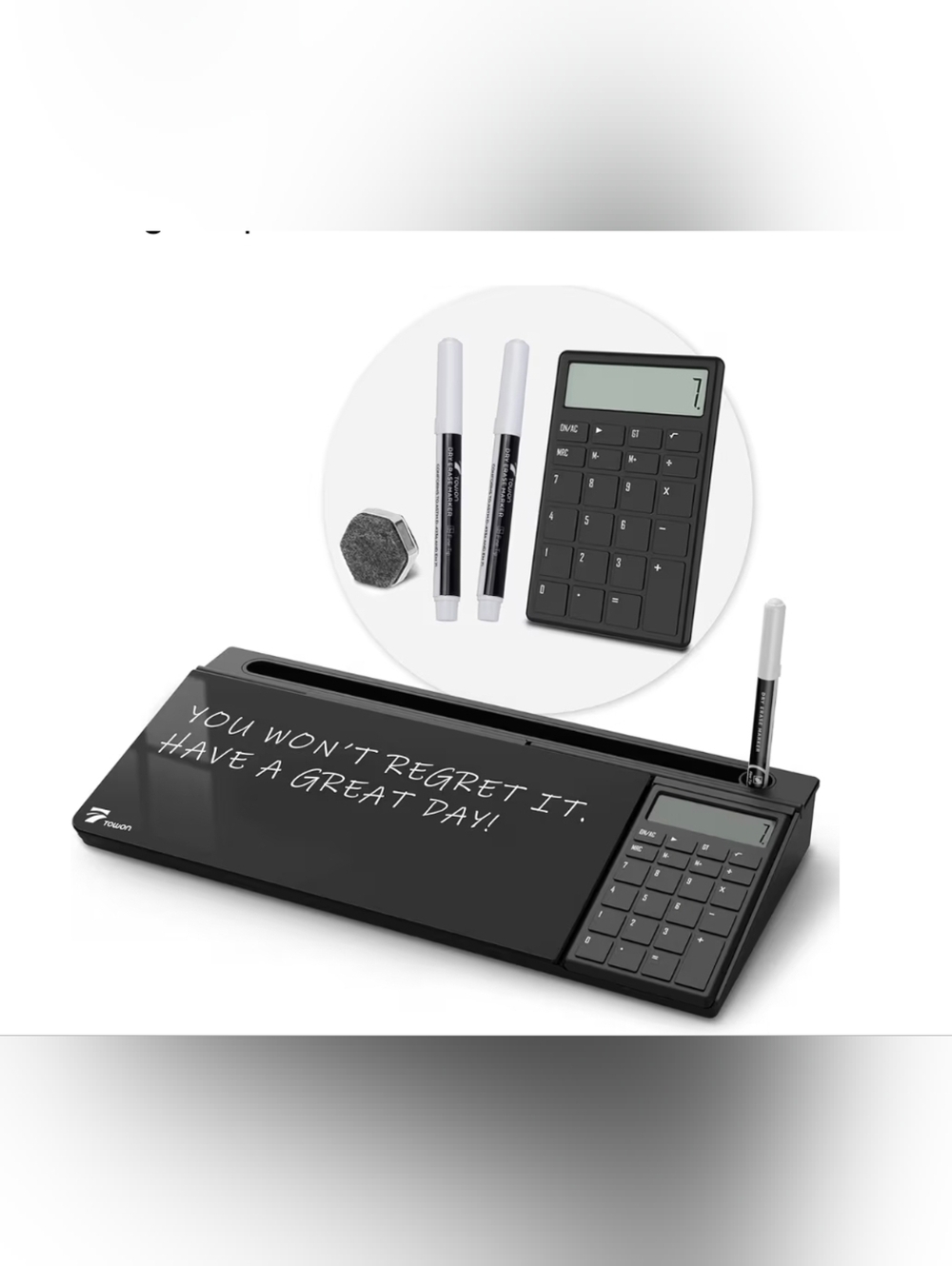 Black Desk Calculator & Dry Erase Desk Pad Set